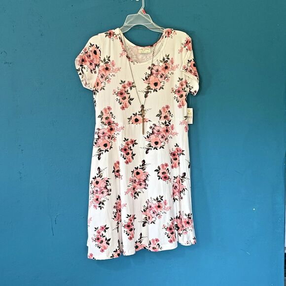 Bobbie Brooks Women’s Summer Dress Knee Length Soft Pink Floral Boho Size Medium - Picture 1 of 9
